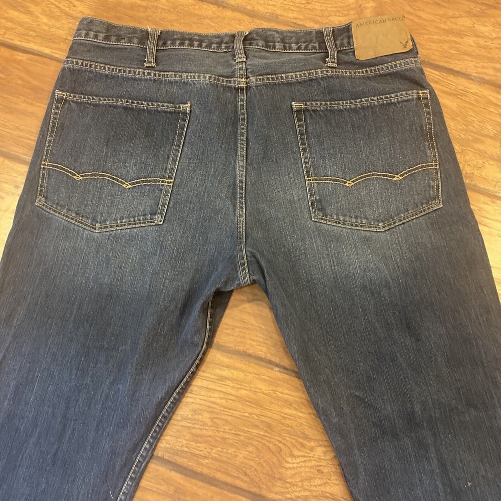 American Eagle Jeans Mens 38x32 Blue Denim Pants Relaxed Wide Leg Casual p5